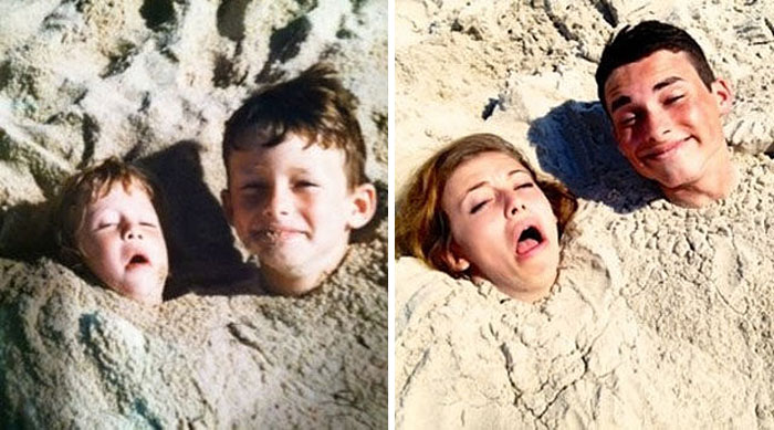 30 fois où des frères et soeurs ont reproduit leurs photos d’enfance et c&#8217;était vraiment drôle
