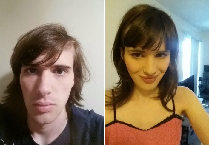 Un homme partage des photos de sa transition en femme sur 17 mois, et son expression dans la dernière photo veut tout dire
