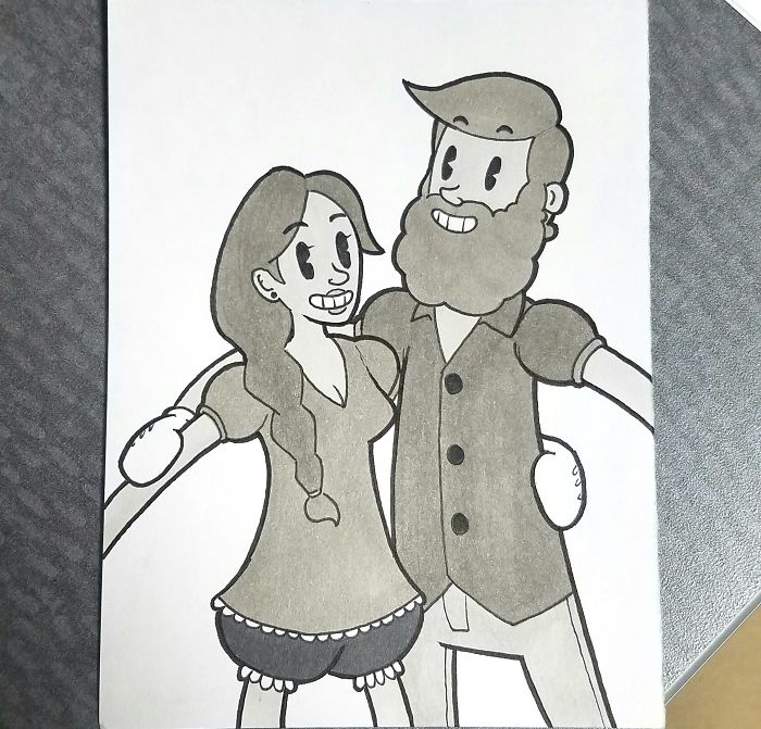 Un gars surprend sa petite amie en la dessinant dans 10 styles de dessins animés différents, et le résultat fait fondre son coeur