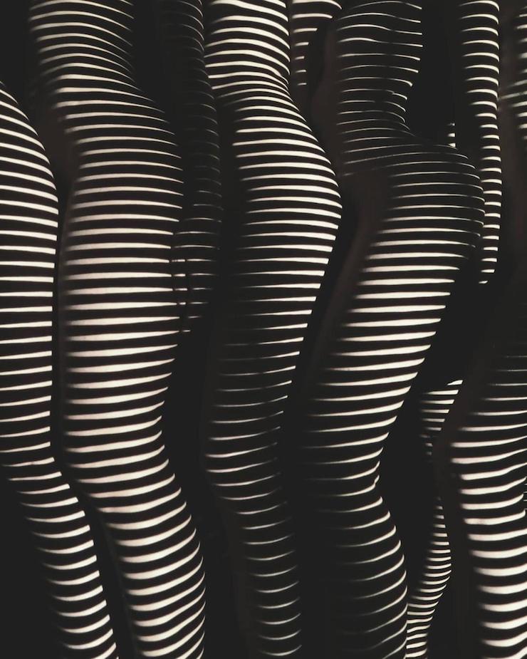 Un photographe habille des femmes dévêtues d’ombres et lumière colorée
