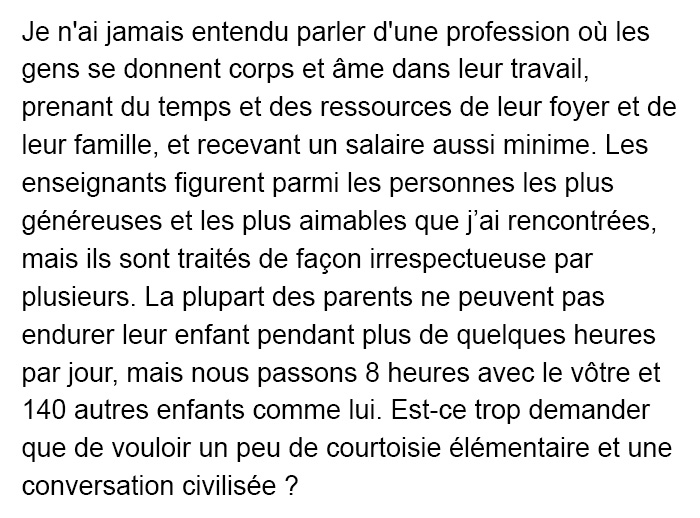 Cette enseignante en avait assez des conneries des parents et de leurs enfants, alors avant de démissionner, elle a publié cette diatribe épique