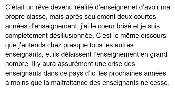 Cette enseignante en avait assez des conneries des parents et de leurs enfants, alors avant de démissionner, elle a publié cette diatribe épique