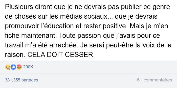 Cette enseignante en avait assez des conneries des parents et de leurs enfants, alors avant de démissionner, elle a publié cette diatribe épique