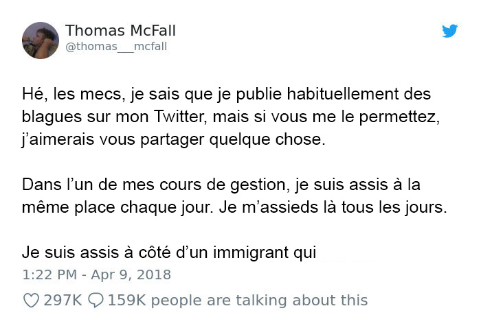 Un homme frustré par un immigrant qui pouvait à peine parler français reste bouche bée après un incident inattendu en classe
