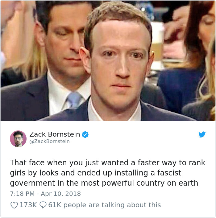 20 façons hilarantes dont les internautes se sont moqués de Mark Zuckerberg lors de son témoignage devant le Congrès