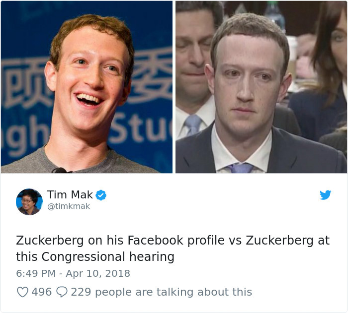 20 façons hilarantes dont les internautes se sont moqués de Mark Zuckerberg lors de son témoignage devant le Congrès