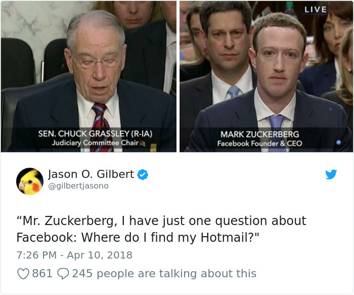 20 façons hilarantes dont les internautes se sont moqués de Mark Zuckerberg lors de son témoignage devant le Congrès