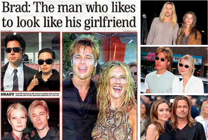 Quelqu’un vient de remarquer que Brad Pitt ressemble toujours à la femme qu’il fréquente et on ne peut plus arrêter d’y penser