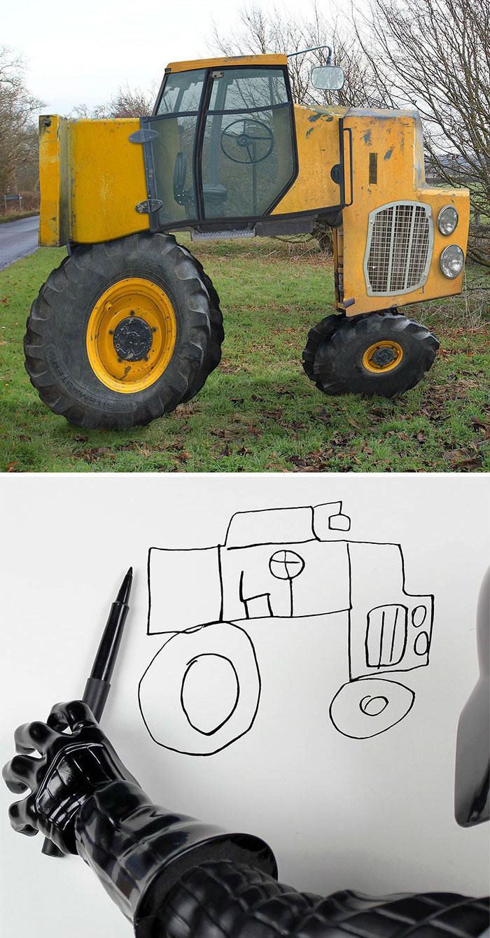 Ce papa montre ce qui arriverait si les dessins d’enfants devenaient réalité, et les résultats sont à la fois drôles et terrifiants (25 images)
