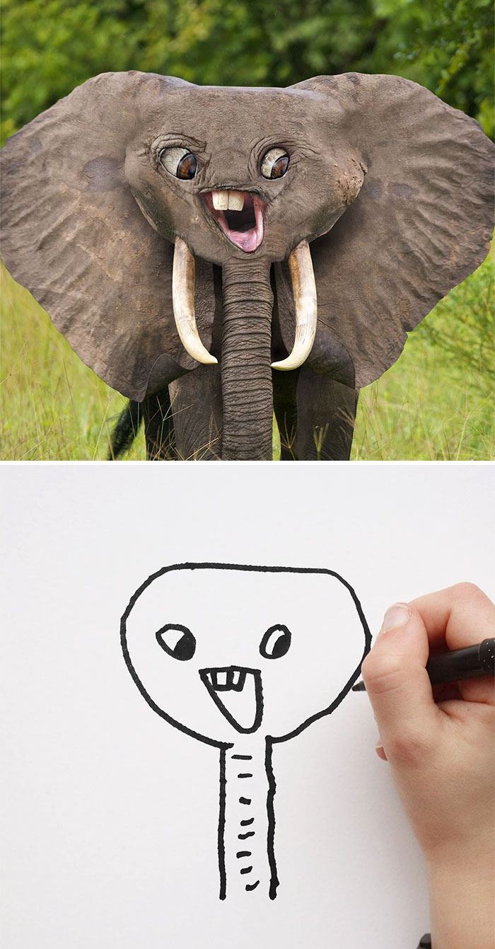 Ce papa montre ce qui arriverait si les dessins d’enfants devenaient réalité, et les résultats sont à la fois drôles et terrifiants (25 images)