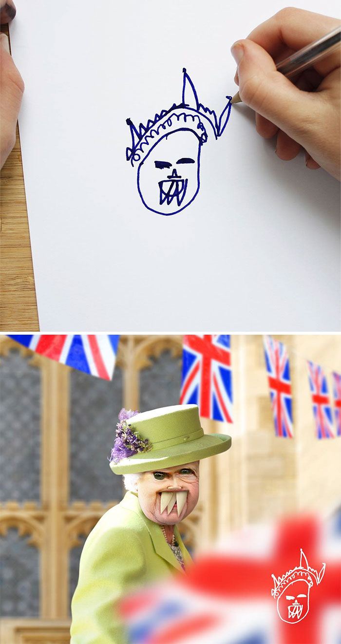 Ce papa montre ce qui arriverait si les dessins d’enfants devenaient réalité, et les résultats sont à la fois drôles et terrifiants (25 images)