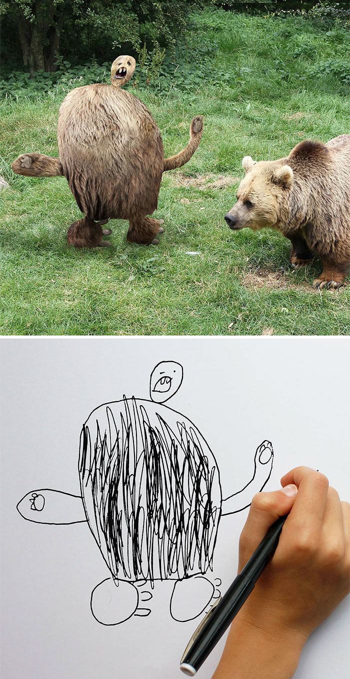 Ce papa montre ce qui arriverait si les dessins d’enfants devenaient réalité, et les résultats sont à la fois drôles et terrifiants (25 images)