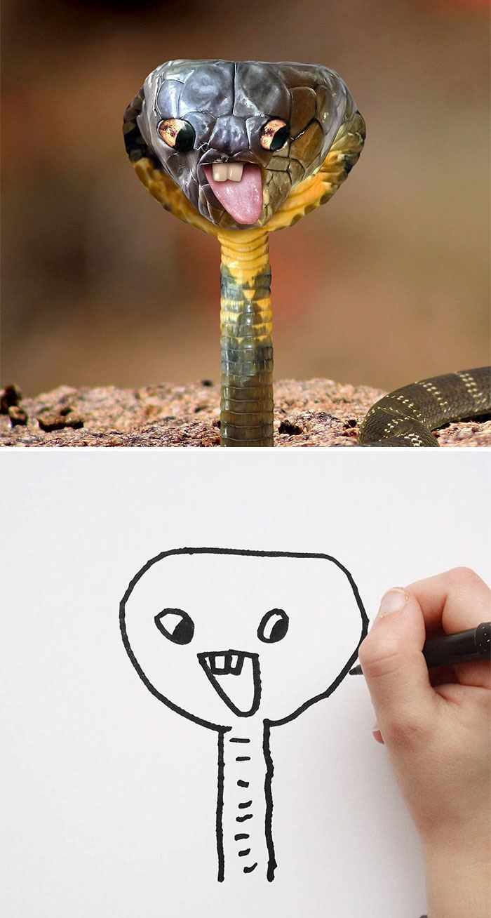 Ce papa montre ce qui arriverait si les dessins d’enfants devenaient réalité, et les résultats sont à la fois drôles et terrifiants (25 images)