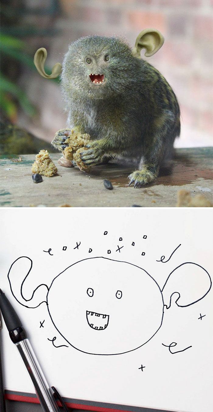 Ce papa montre ce qui arriverait si les dessins d’enfants devenaient réalité, et les résultats sont à la fois drôles et terrifiants (25 images)