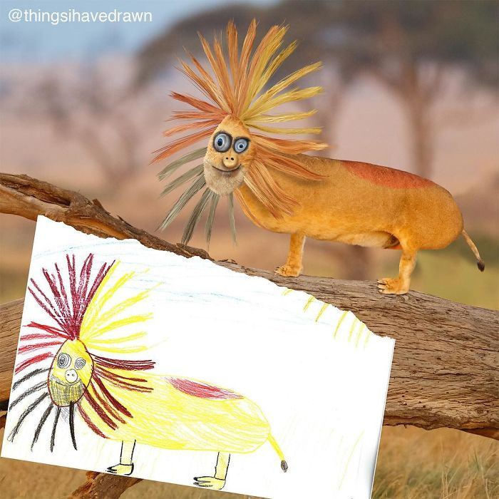 Ce papa montre ce qui arriverait si les dessins d’enfants devenaient réalité, et les résultats sont à la fois drôles et terrifiants (25 images)