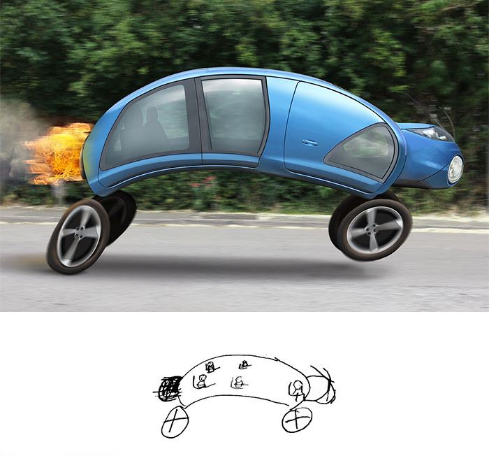 Ce papa montre ce qui arriverait si les dessins d’enfants devenaient réalité, et les résultats sont à la fois drôles et terrifiants (25 images)