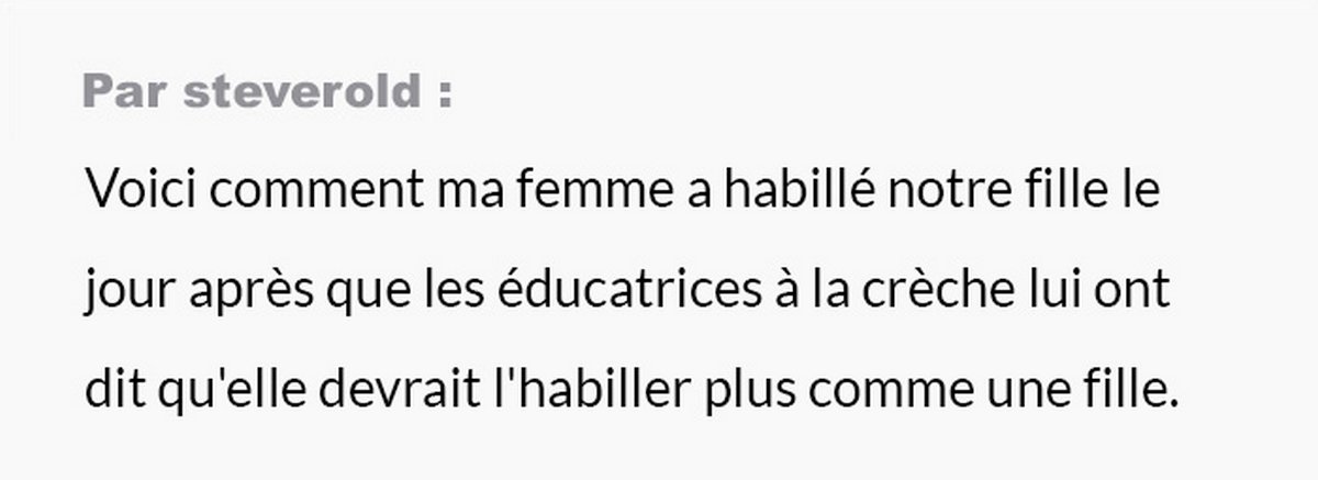 Quelqu’un à la crèche a dit à ces parents d’habiller leur fille de façon plus « féminine » et ils ont eu la meilleure réponse