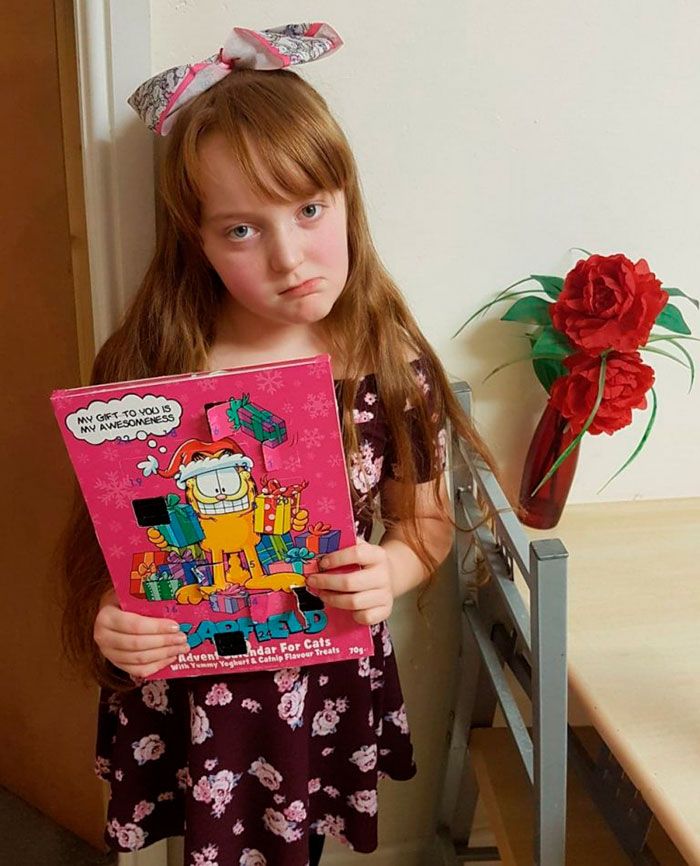 L’échec hilarant de cette mère est devenu viral quand sa fille de 9 ans a mangé les « chocolats » d’un calendrier de l’avent pour chats pendant 11 jours