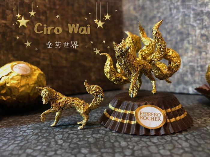 Cet artiste chinois crée de minuscules sculptures à l’aide d’emballages Ferrero Rocher (28 images)