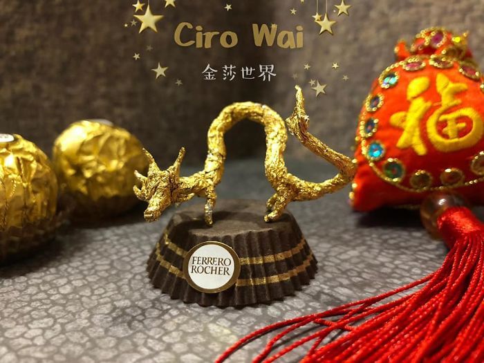 Cet artiste chinois crée de minuscules sculptures à l’aide d’emballages Ferrero Rocher (28 images)