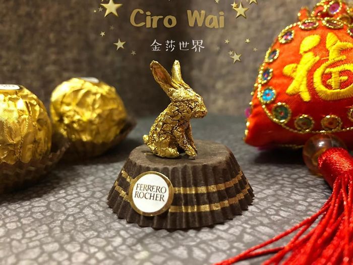 Cet artiste chinois crée de minuscules sculptures à l’aide d’emballages Ferrero Rocher (28 images)