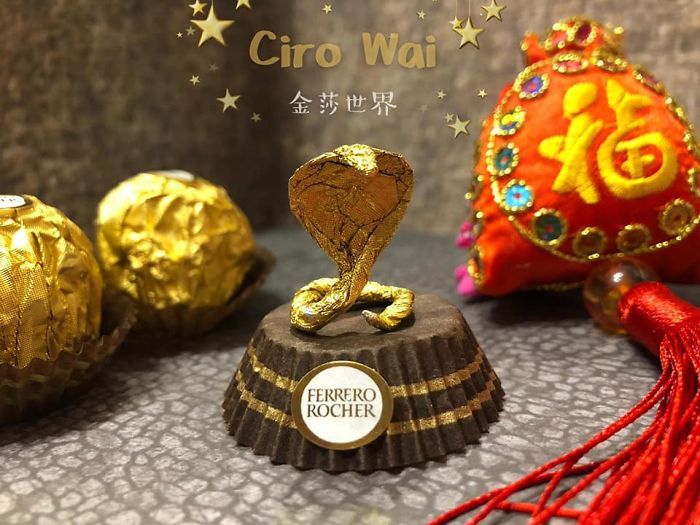 Cet artiste chinois crée de minuscules sculptures à l’aide d’emballages Ferrero Rocher (28 images)