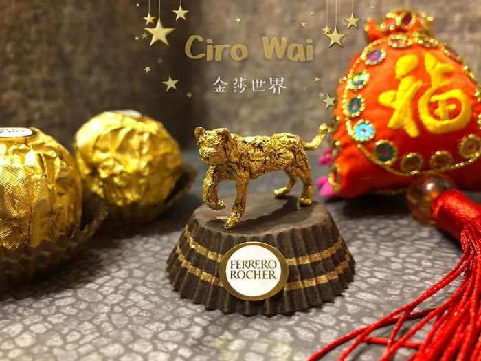 Cet artiste chinois crée de minuscules sculptures à l’aide d’emballages Ferrero Rocher (28 images)