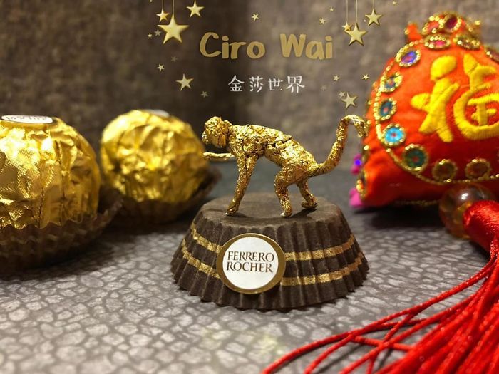 Cet artiste chinois crée de minuscules sculptures à l’aide d’emballages Ferrero Rocher (28 images)