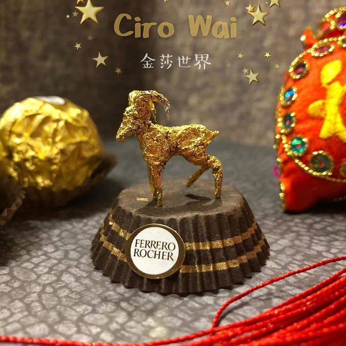 Cet artiste chinois crée de minuscules sculptures à l’aide d’emballages Ferrero Rocher (28 images)