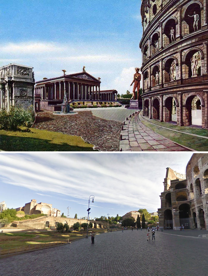 Voici à quoi ressemblaient 11 célèbres structures de la Rome antique dans le passé vs aujourd’hui ! By Ipnoze.com Structures-batiments-rome-antique-avant-apres-006