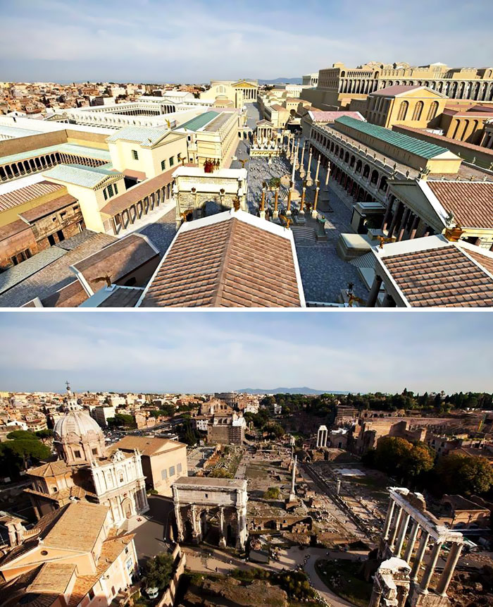 Voici à quoi ressemblaient 11 célèbres structures de la Rome antique dans le passé vs aujourd’hui ! By Ipnoze.com Structures-batiments-rome-antique-avant-apres-007