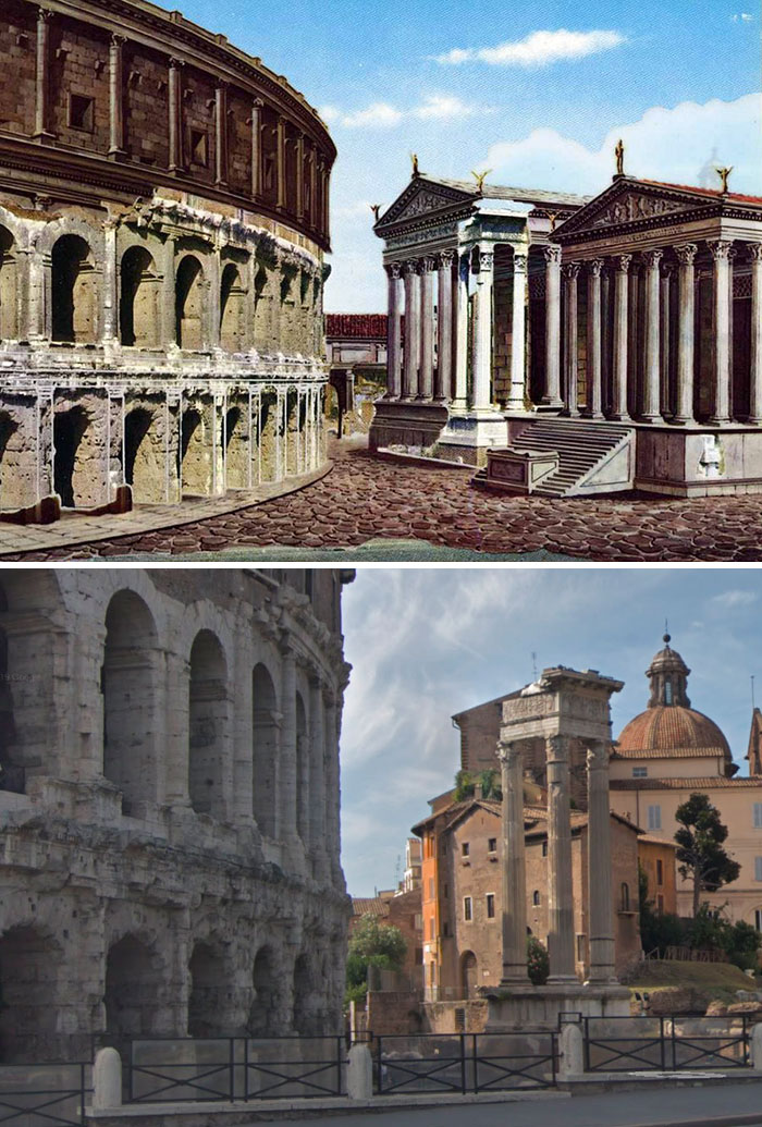 Voici à quoi ressemblaient 11 célèbres structures de la Rome antique dans le passé vs aujourd’hui ! By Ipnoze.com Structures-batiments-rome-antique-avant-apres-010