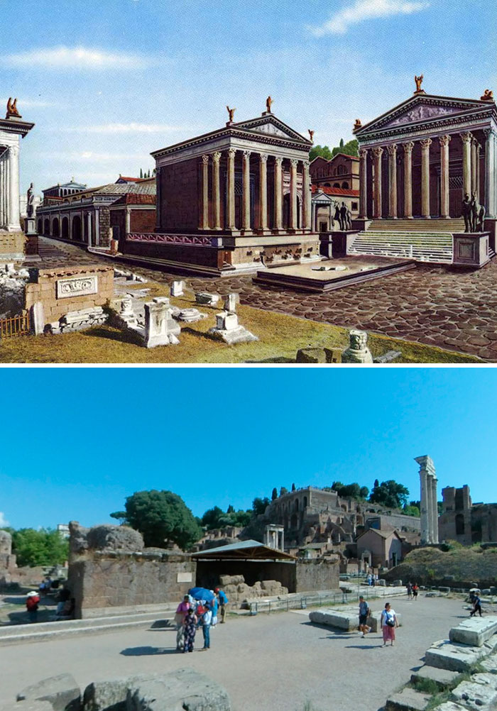 Voici à quoi ressemblaient 11 célèbres structures de la Rome antique dans le passé vs aujourd’hui ! By Ipnoze.com Structures-batiments-rome-antique-avant-apres-011