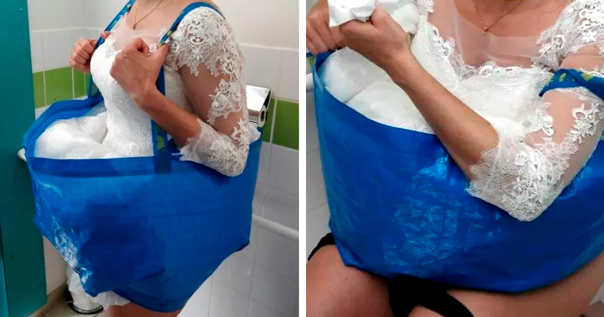 Cette future mariée a inventé une astuce à l’aide d’un sac IKEA pour faire pipi sans souci le jour de son mariage