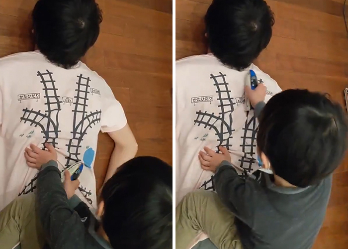 Ce papa a créé un t-shirt qui motive son enfant à lui donner un massage