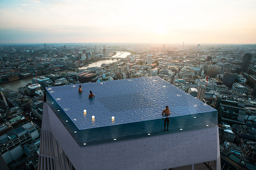 Une entreprise a conçu la toute première piscine à débordement avec vue à 360 degrés et une entrée qui fonctionne comme la porte d’un sous-marin