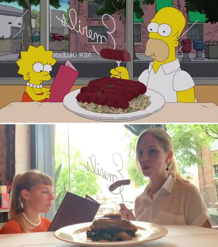 Deux touristes suisses ont recréé l’épisode des Simpson du tour gastronomique de Homer dans 54 restaurants de La Nouvelle-Orléans scène par scène