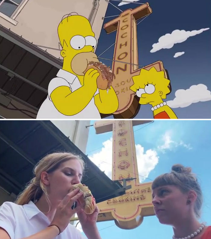 Deux touristes suisses ont recréé l’épisode des Simpson du tour gastronomique de Homer dans 54 restaurants de La Nouvelle-Orléans scène par scène