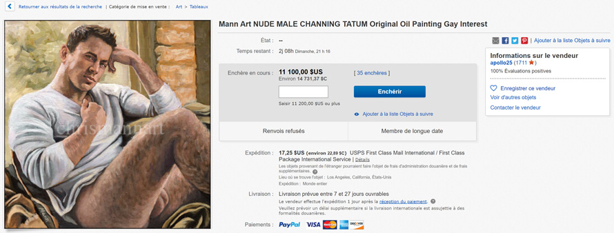 L’enchère de la peinture à l’huile des couilles de Channing Tatum a atteint 14 731 $