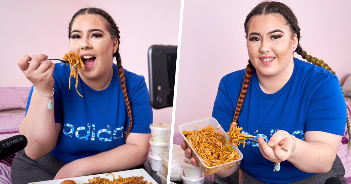 Cette femme a quitté son travail à plein temps pour faire des vidéos d’elle qui mange des repas à emporter