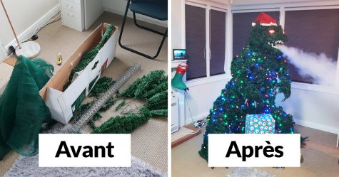Un homme a utilisé des articles ménagers pour construire un magnifique arbre de Noël Godzilla qui crache de la fumée