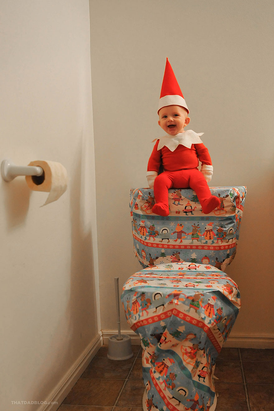 Ce papa de six enfants a transformé son bébé en adorable lutin de Noël (10 images)