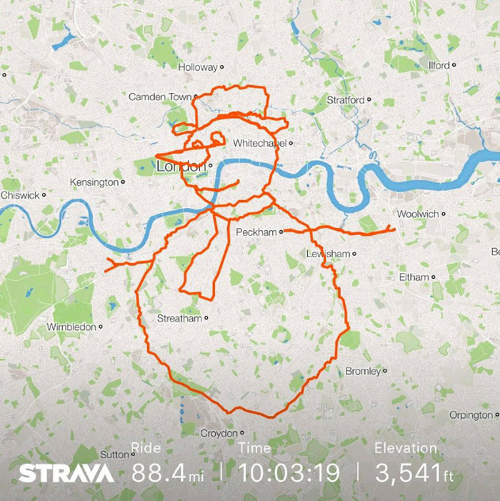 Ce cycliste a passé 9 heures à pédaler pour créer une image d’un renne sur une application de fitness