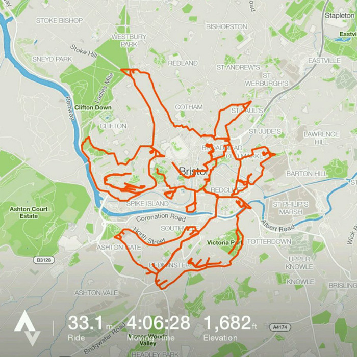 Ce cycliste a passé 9 heures à pédaler pour créer une image d’un renne sur une application de fitness