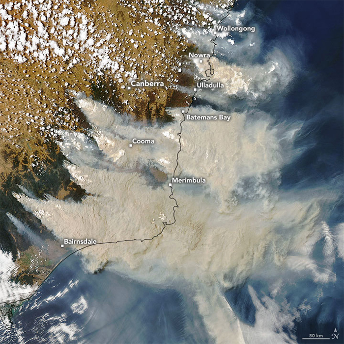 Des images satellites percutantes révèlent la véritable ampleur des feux de forêt en Australie
