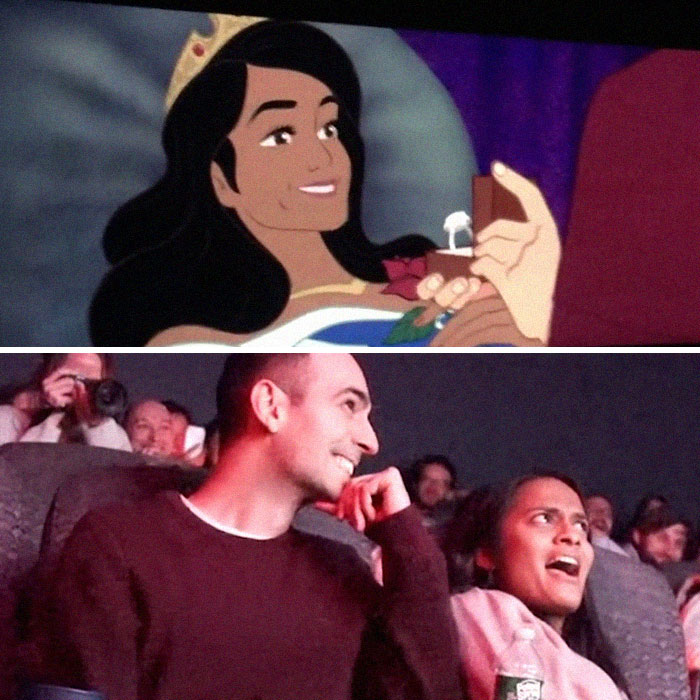 Cet homme a secrètement « piraté » le film Disney préféré de sa petite amie pour inclure une demande dans une salle de cinéma « bondée »