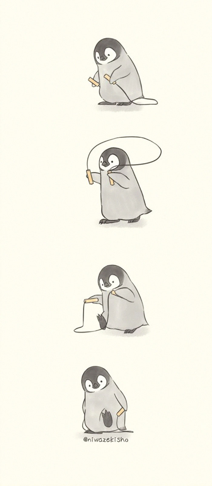 Ces 30 bandes dessinées au sujet d’un petit manchot qui est incapable d’accomplir des tâches simples sont trop mignonnes