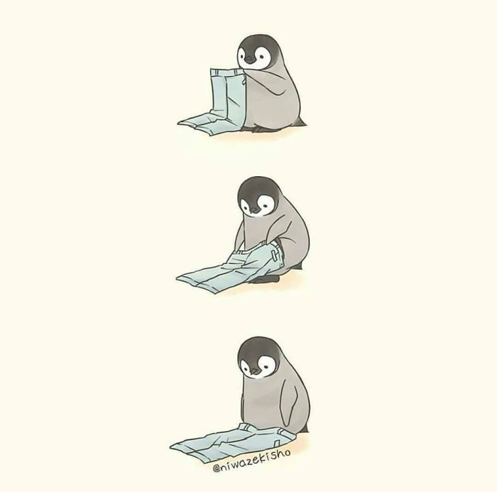 Ces 30 bandes dessinées au sujet d’un petit manchot qui est incapable d’accomplir des tâches simples sont trop mignonnes