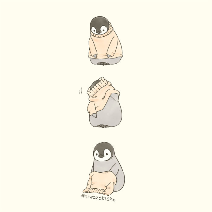 Ces 30 bandes dessinées au sujet d’un petit manchot qui est incapable d’accomplir des tâches simples sont trop mignonnes