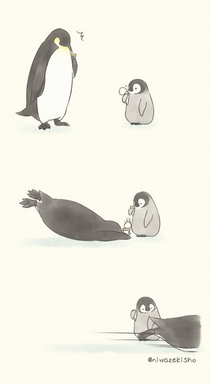 Ces 30 bandes dessinées au sujet d’un petit manchot qui est incapable d’accomplir des tâches simples sont trop mignonnes